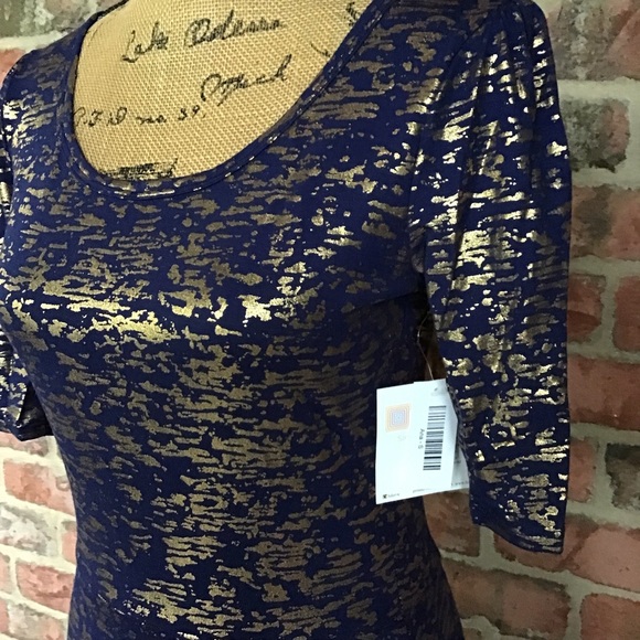 LuLaRoe Ana Maxi Dress Elegant Blue With Metallic Gold XS & SM Available NWT! - Picture 6 of 12